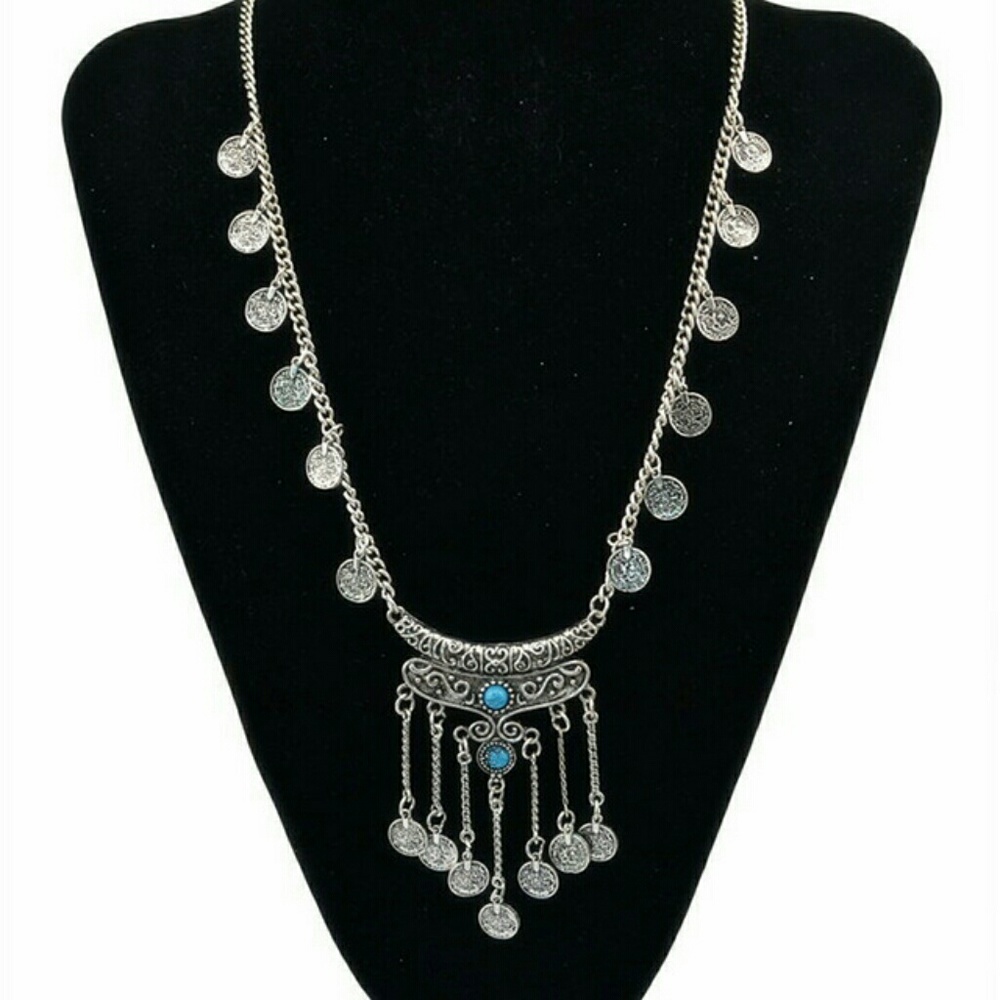 COPY - Boho Antique Silver Fringe Necklace